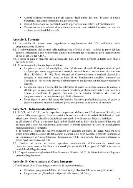 bozza di regolamento dei corsi di laurea delle professioni ... - Medicina