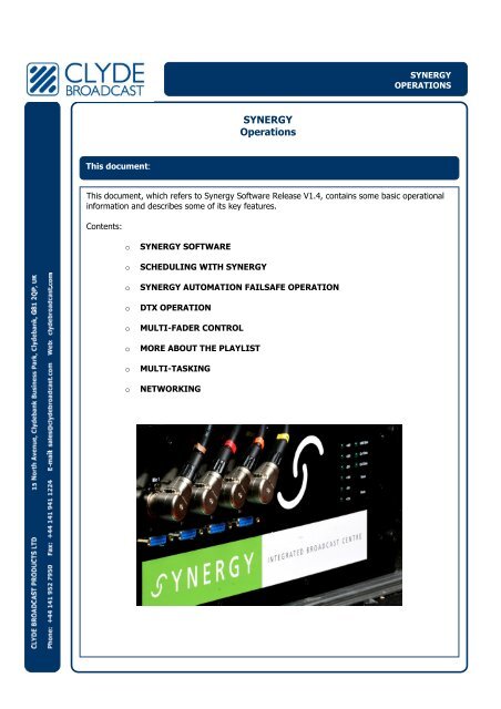 SYNERGY Operations - Clyde Broadcast
