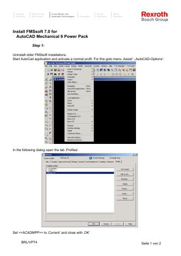 Install FMSsoft 7.0 for AutoCAD Mechanical 6 ... - Bosch Rexroth