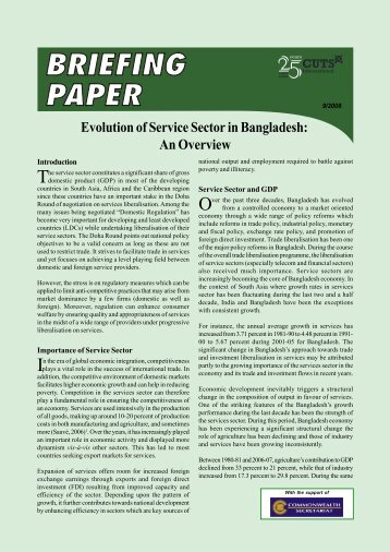 Evolution of Service Sector in Bangladesh - CUTS Centre for ...