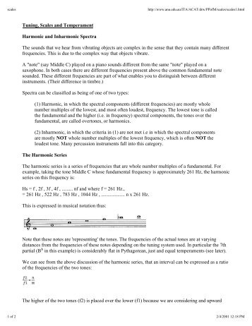 Tuning, Scales and Temperament Harmonic and Inharmonic ...