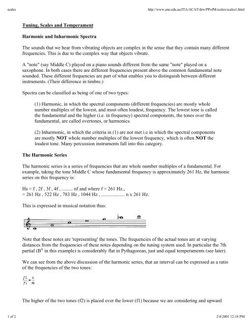 Tuning, Scales and Temperament Harmonic and Inharmonic ...