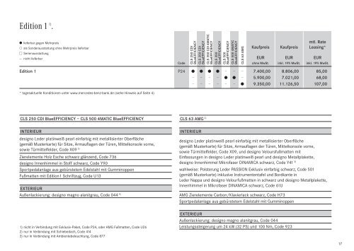Preisliste CLS-Klasse Shooting Brake - Mercedes-Benz Deutschland