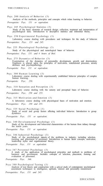 Psychology Description Of Courses