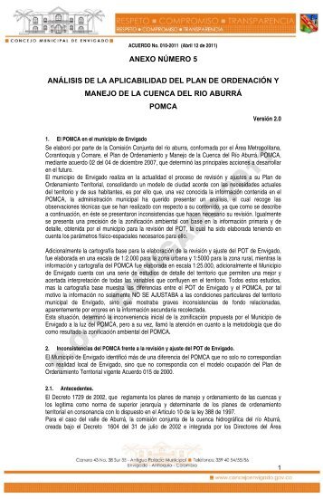 Anexo 5. Analisis de aplicabilidad del POMCA. - Envigado