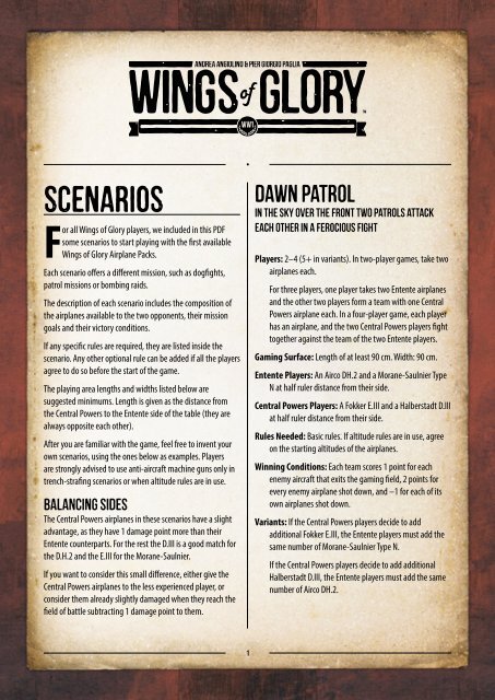 WW1 Wings of Glory â Scenarios (English Version) - Ares Games