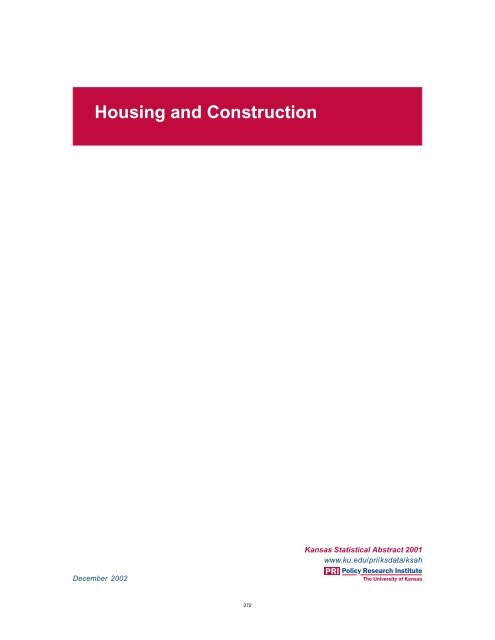 Kansas Statistical Abstract 2001 - Institute for Policy & Social ...