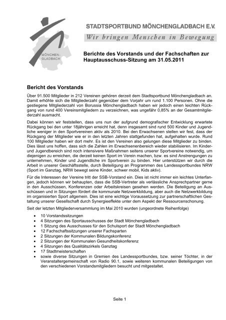 Fachschaftsberichte 2010 - Stadtsportbund Mönchengladbach e.V.