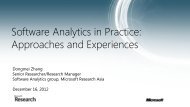 Software Analytics in Practice: Approaches and Experiences