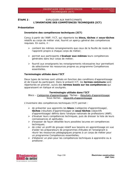 Manuel des compétences essentielles : Électricien (construction)