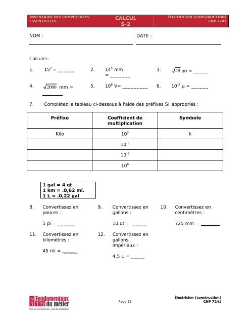 Manuel des compétences essentielles : Électricien (construction)