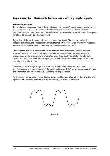 Experiment 16 â Bandwidth limiting and restoring digital signals