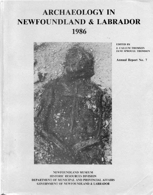 Archaeology in Newfoundland and Labrador 1986 - Tourism ...