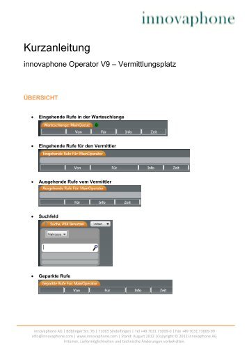 Kurzanleitung innovaphone Operator9 - DE