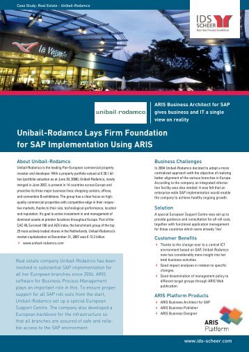 Unibail-Rodamco Lays Firm Foundation for SAP ... - IDS Scheer AG