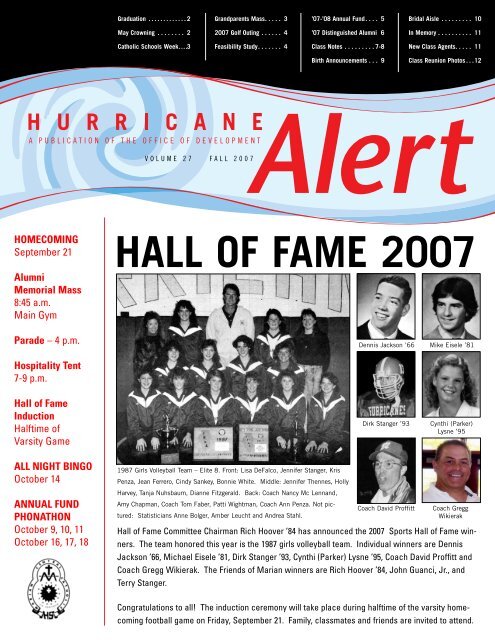 HALL OF FAME 2007 - Marian Central Catholic High School