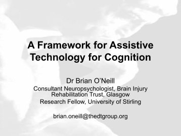 Framework for conceptualisation of assistive technology for Cognition