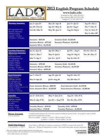 2013 English Program Schedule - Lado International College