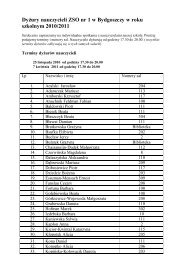 DyÅ¼ury nauczycieli ZSO nr 1 w Bydgoszczy w roku szkolnym 2010 ...