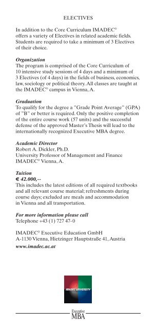 International School of Business Vienna â Austria - IMADEC University