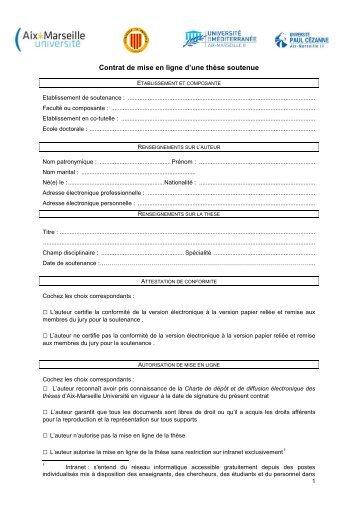 Contrat de mise en ligne d'une thÃ¨se soutenue - Timone.univ-mrs.fr