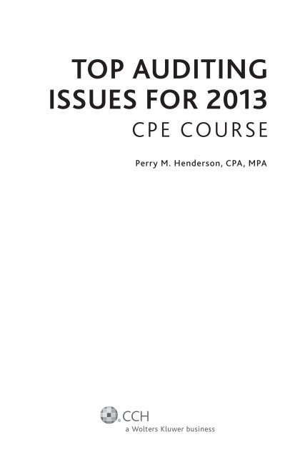 TOP AUDITING ISSUES FOR 2013 - CCH
