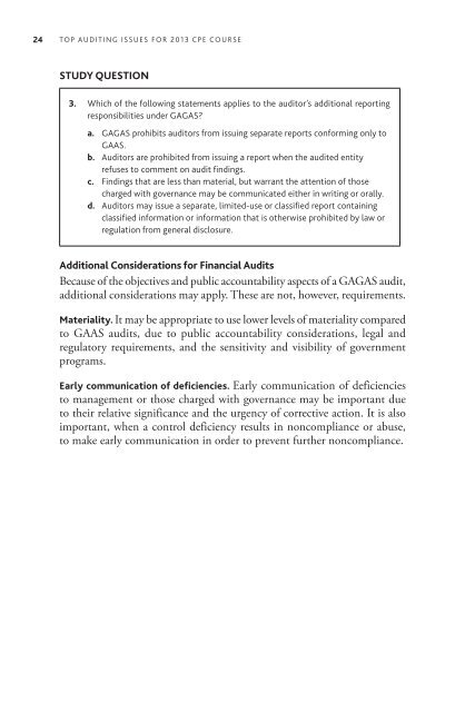 TOP AUDITING ISSUES FOR 2013 - CCH