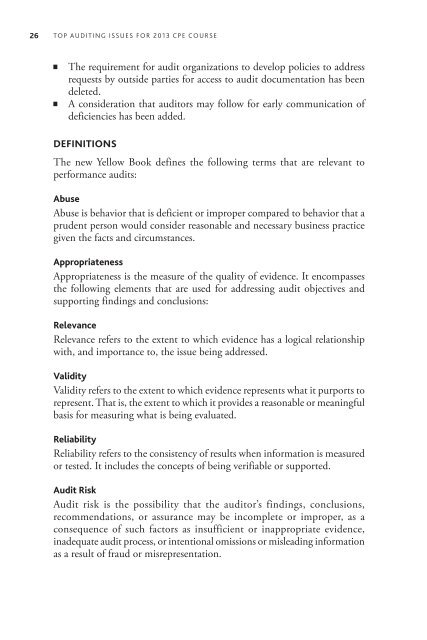 TOP AUDITING ISSUES FOR 2013 - CCH