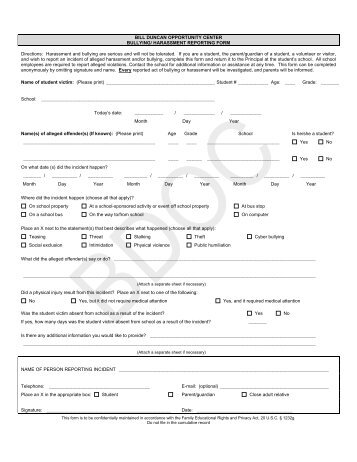 sexual or ethnic harassment incident report form sexual harassment incident report