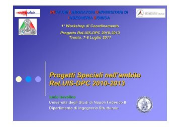 Progetti Speciali nell'ambito ReLUIS-DPC 2010-2013