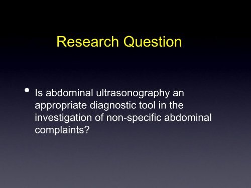 Utility of Abdominal Ultrasounds in the Investigation of Non-Specific ...