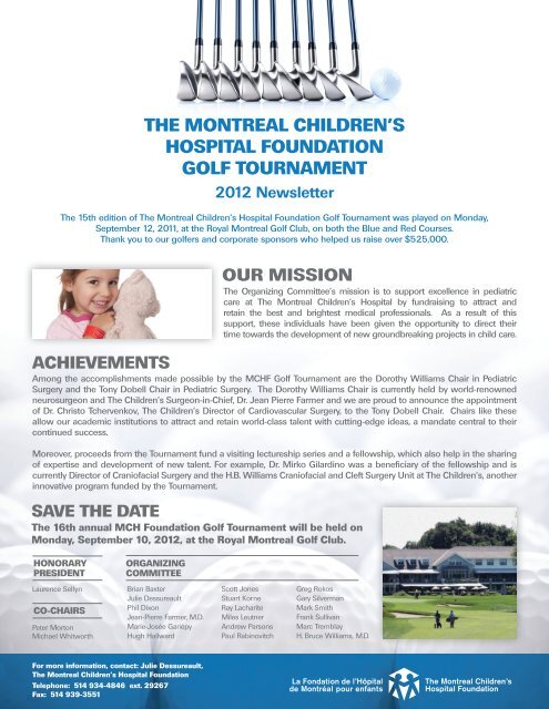 the montreal children's hospital foundation golf tournament