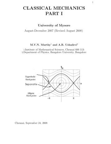 Classical Mechanics(notes) - University of Mysore