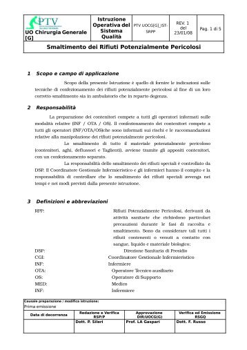 Smaltimento dei Rifiuti Potenzialmente Pericolosi