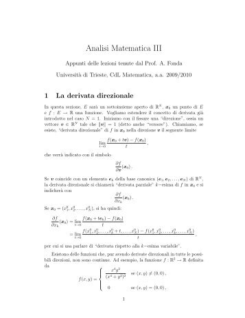 Appunti del corso - Dipartimento di Matematica e Informatica