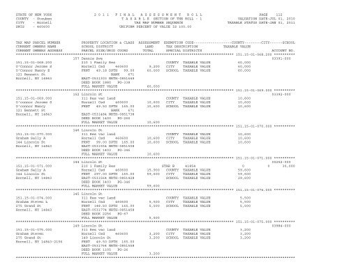 STATE OF NEW YORK 2 0 1 1 ... - City of Hornell