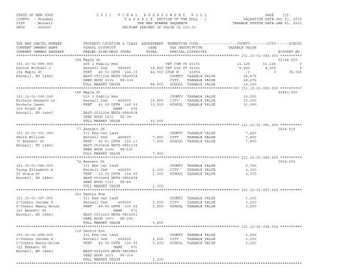 STATE OF NEW YORK 2 0 1 1 ... - City of Hornell