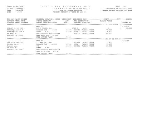 STATE OF NEW YORK 2 0 1 1 ... - City of Hornell