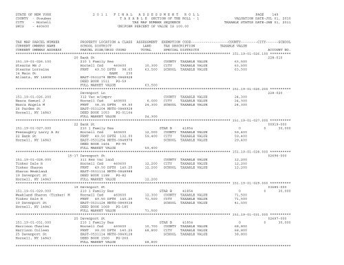 STATE OF NEW YORK 2 0 1 1 ... - City of Hornell