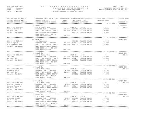 STATE OF NEW YORK 2 0 1 1 ... - City of Hornell