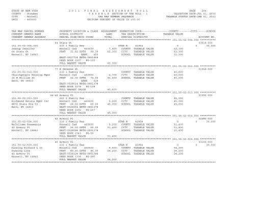 STATE OF NEW YORK 2 0 1 1 ... - City of Hornell