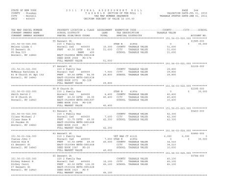 STATE OF NEW YORK 2 0 1 1 ... - City of Hornell