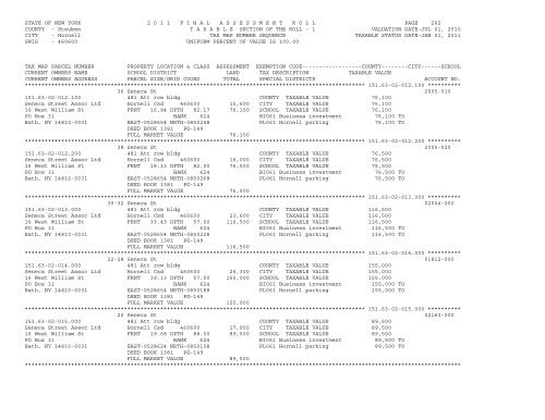 STATE OF NEW YORK 2 0 1 1 ... - City of Hornell