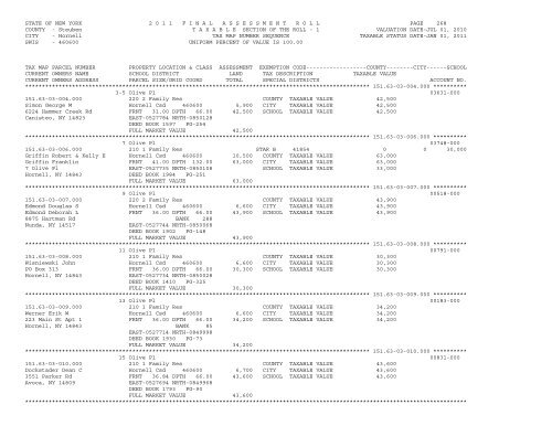 STATE OF NEW YORK 2 0 1 1 ... - City of Hornell