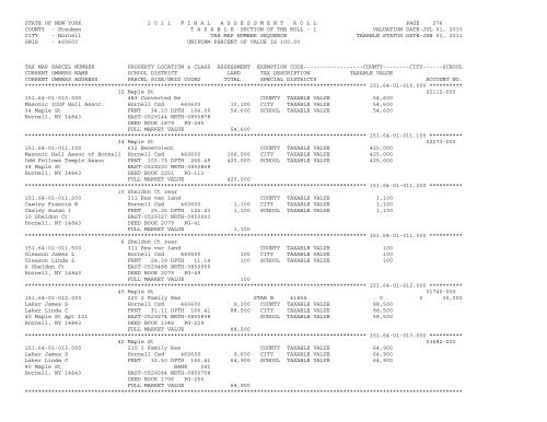 STATE OF NEW YORK 2 0 1 1 ... - City of Hornell