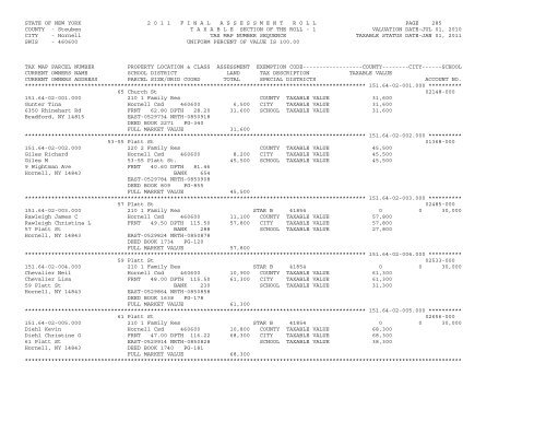 STATE OF NEW YORK 2 0 1 1 ... - City of Hornell