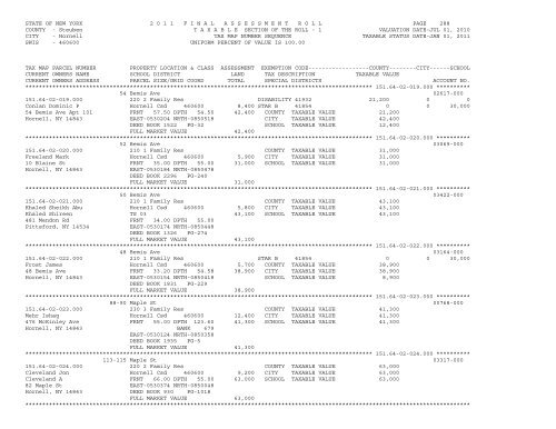 STATE OF NEW YORK 2 0 1 1 ... - City of Hornell