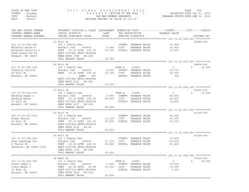 STATE OF NEW YORK 2 0 1 1 ... - City of Hornell