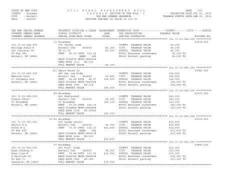 STATE OF NEW YORK 2 0 1 1 ... - City of Hornell