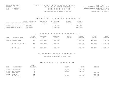 STATE OF NEW YORK 2 0 1 1 ... - City of Hornell